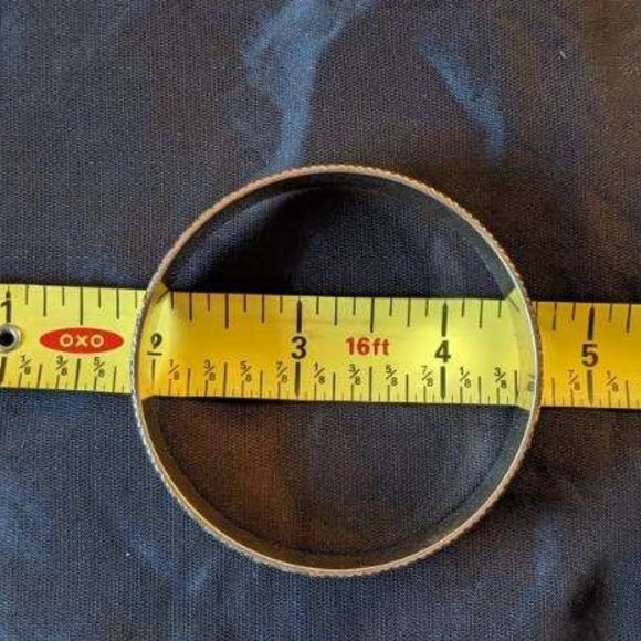 Mod Gold-tone Cut-Brass Bangle Bracelet Substantial Elegant Vintage Atomic Age - Picture 8 of 16